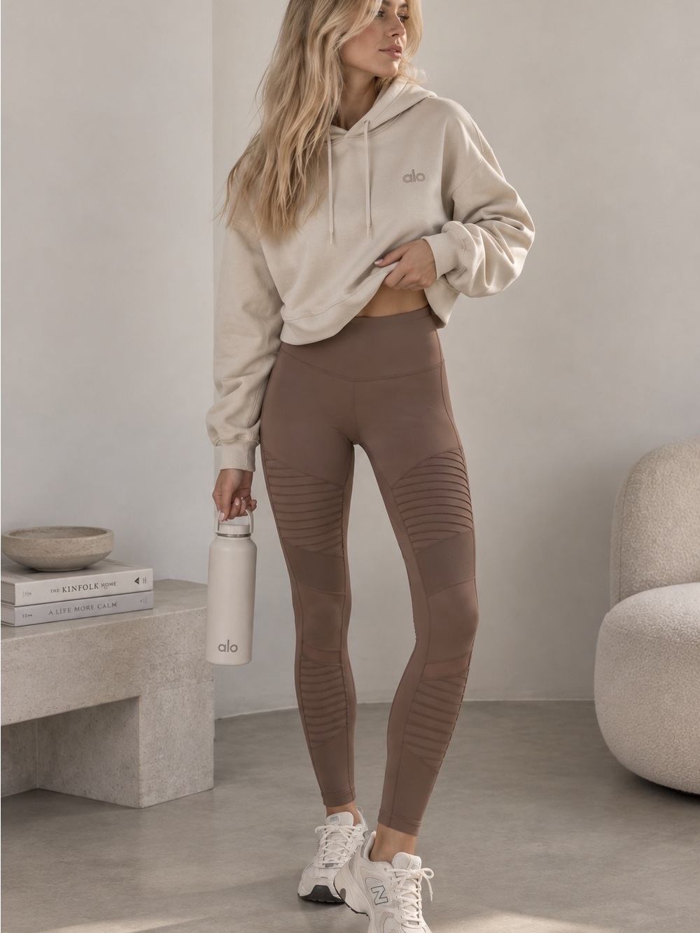 ALO Yoga Brown Moto-Panel Leggings